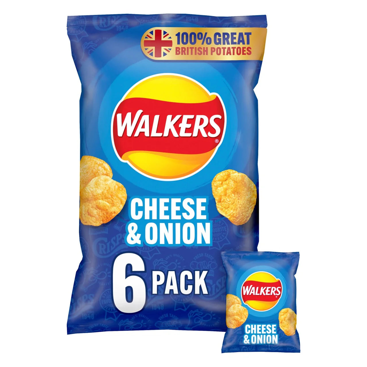 Walkers Cheese & Onion Crisps 6x25g