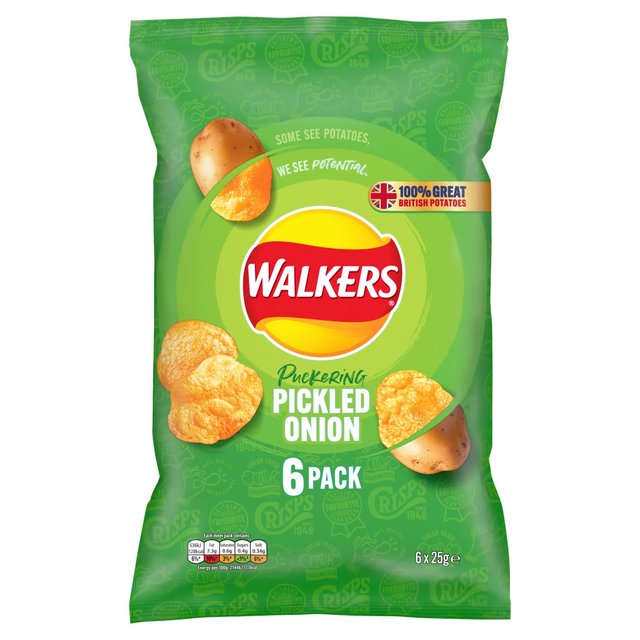 Walkers Pickled Onion Crisps 6x25g