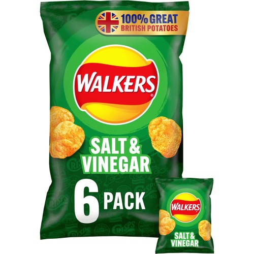 Walkers Salt & Vinegar Multipack Crisps 6 x 25g