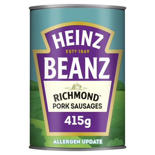 Heinz Beanz Baked Beans with Richmond Pork Sausages in a Rich Tomato Sauce 415g