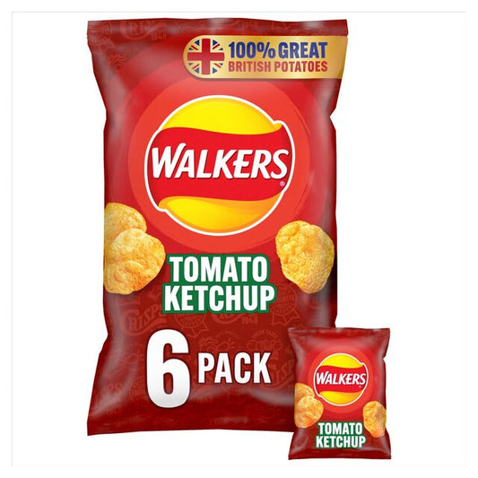 Walkers Tomato Ketchup Multipack Crisps 6 x 25g