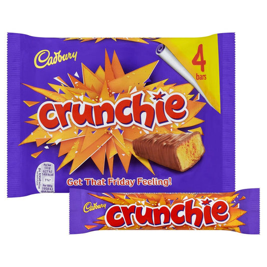 Cadbury Crunchie Chocolate Bar 4 Pack Multipack 128g