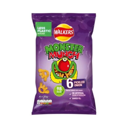 Walkers Monster Munch Pickled Onion Multipack Snacks 6x20g