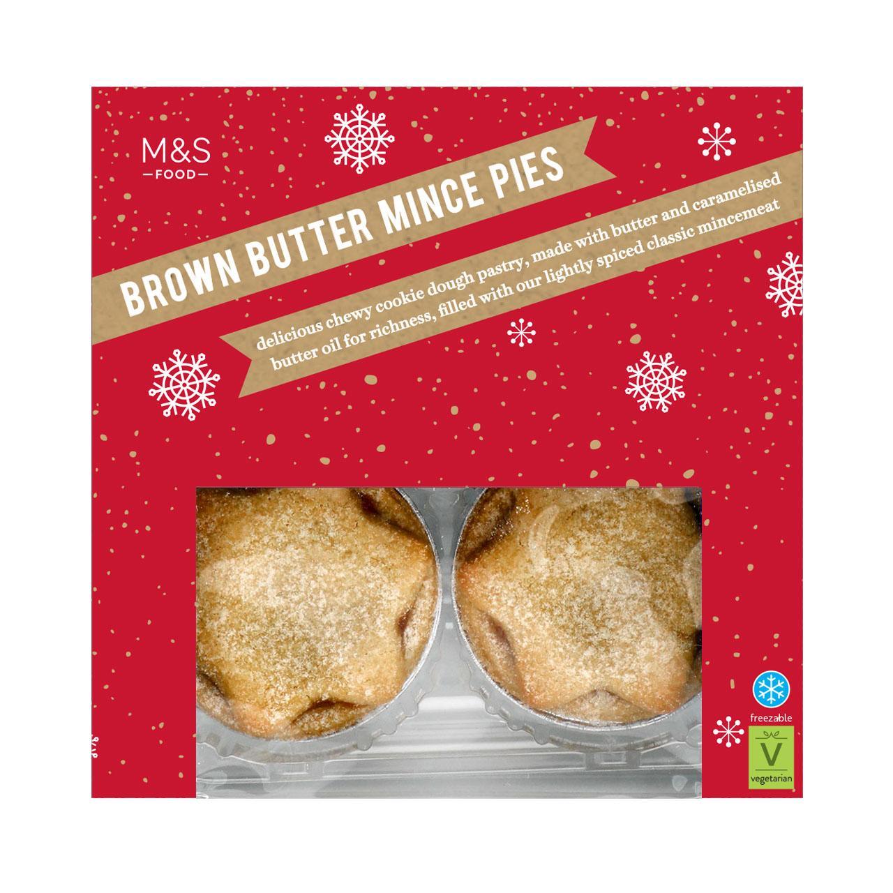 M&S 4 Brown Butter Mince Pies 254g