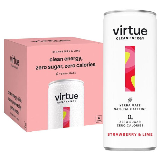 Virtue Yerba Mate Strawberry & Lime Clean Energy 4 x 250ml