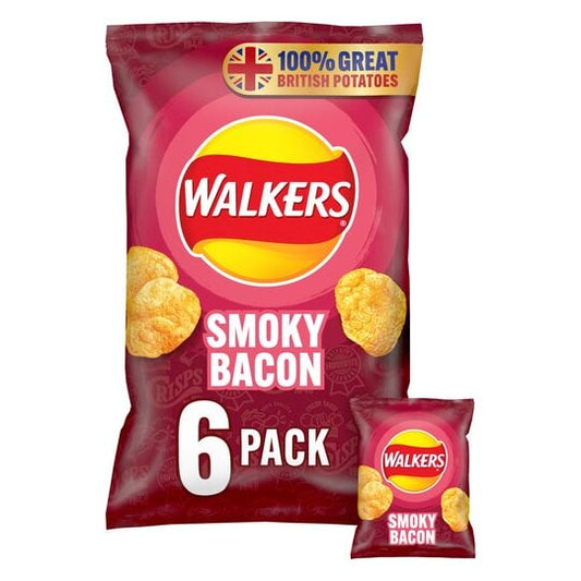 Walkers Smoky Bacon Crisps 25g x 6