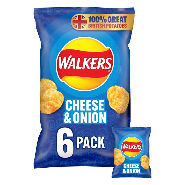 Walkers Cheese & Onion Crisps 6x25g
