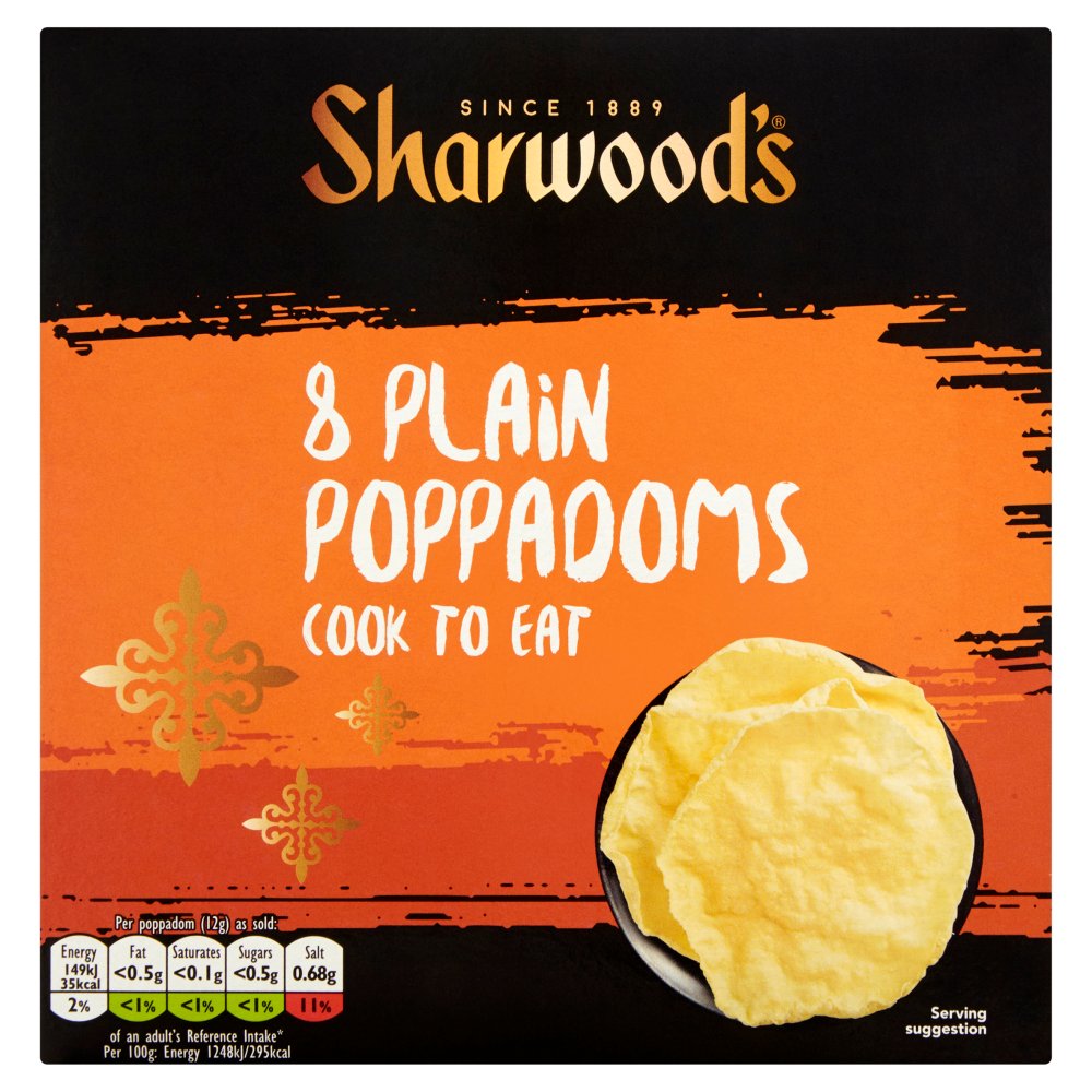 Sharwood's 8 Ready to Cook Poppadoms 94g