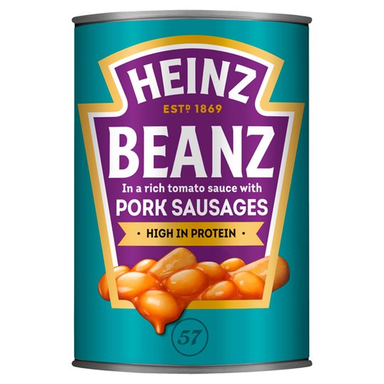 Heinz Beanz Baked Beans with Pork Sausages in a Rich Tomato Sauce 415g