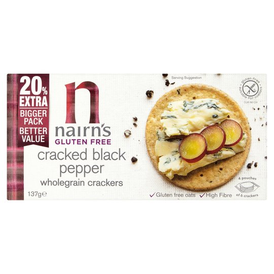 Nairn's Gluten Free Cracked Black Pepper Wholegrain Crackers 137g