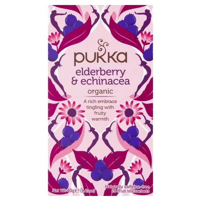 Pukka Organic Elderberry & Echinacea with Elderflower 20 Fruit Tea Sachets 40g