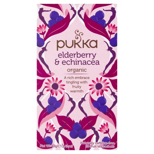 Pukka Organic Elderberry & Echinacea with Elderflower 20 Fruit Tea Sachets 40g