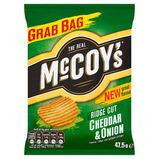 The Real McCoy's Ridge Cut Cheddar & Onion Flavour Potato Crisps 47.5g